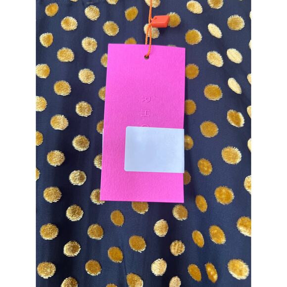 NWT Rhode Daron Puff Sleeves A-line Dot Jacquard Black and Gold Mini Dress - Picture 4 of 8